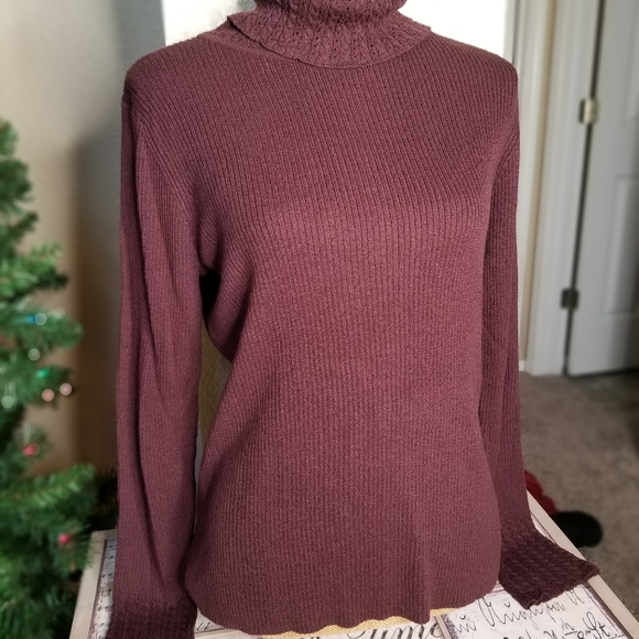 George Tops - George Dark Maroon Turtleneck Blouse